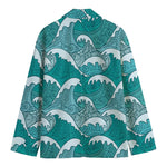 Surfing Wave Pattern Print Men's Blazer