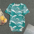 Surfing Wave Pattern Print Men's Bodysuit