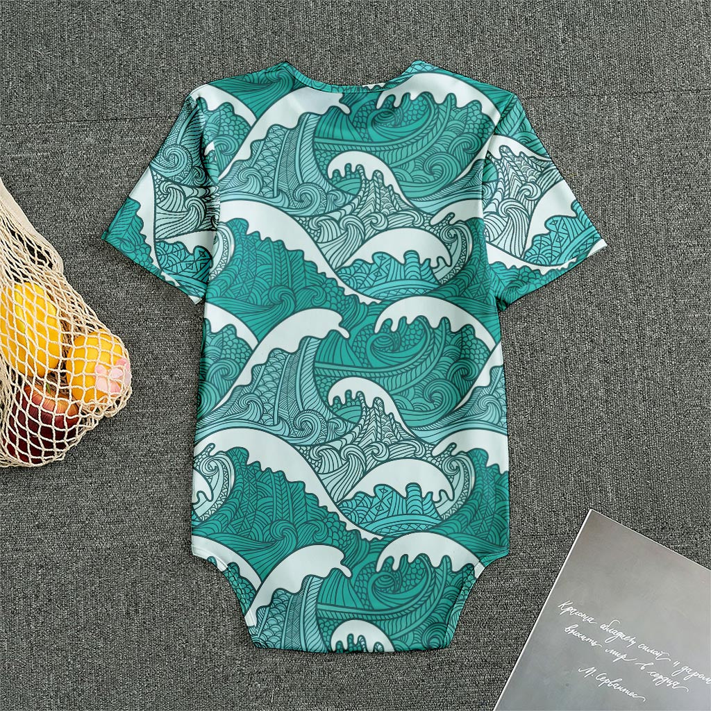 Surfing Wave Pattern Print Men's Bodysuit