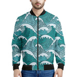 Surfing Wave Pattern Print Men's Bomber Jacket
