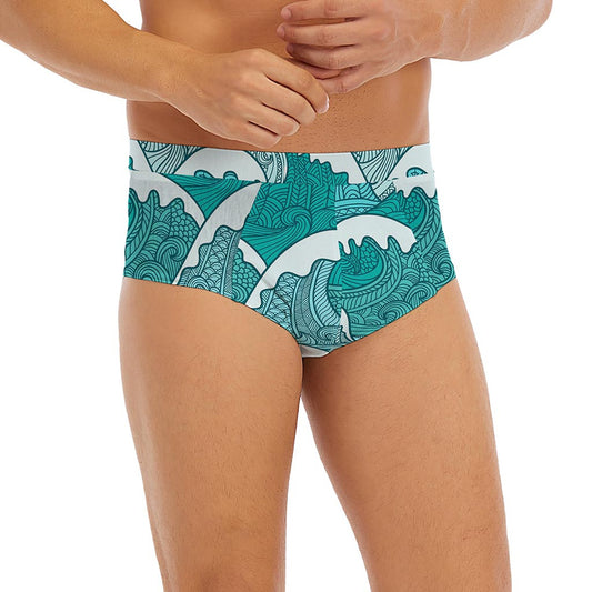 Surfing Wave Pattern Print Men's Briefs
