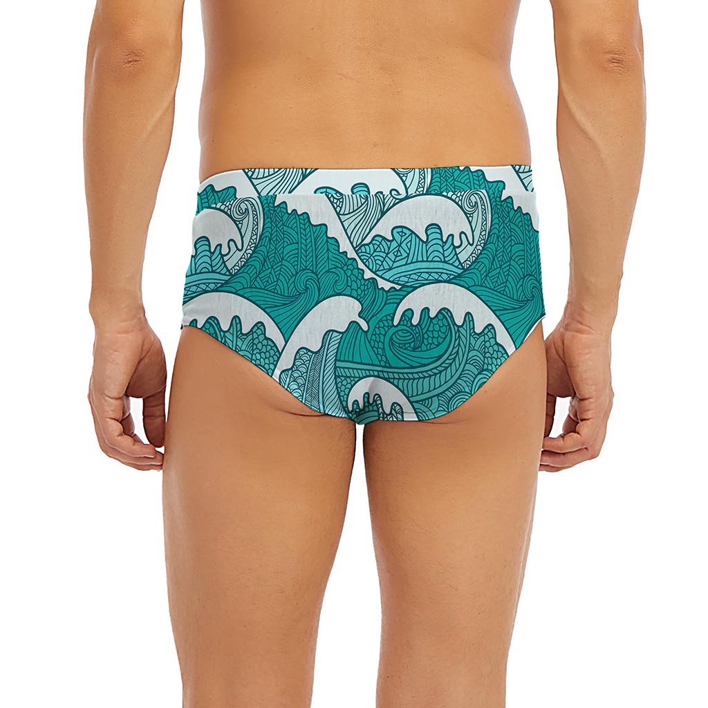 Surfing Wave Pattern Print Men's Briefs