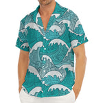 Surfing Wave Pattern Print Men's Deep V-Neck Shirt