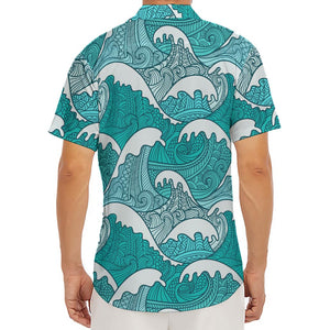 Surfing Wave Pattern Print Men's Deep V-Neck Shirt