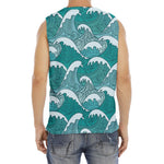 Surfing Wave Pattern Print Men's Fitness Tank Top
