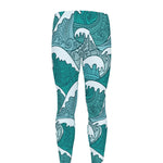 Surfing Wave Pattern Print Men's leggings