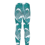 Surfing Wave Pattern Print Men's leggings