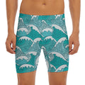 Surfing Wave Pattern Print Men's Long Boxer Briefs