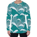 Surfing Wave Pattern Print Men's Long Sleeve T-Shirt