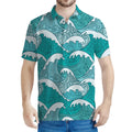 Surfing Wave Pattern Print Men's Polo Shirt