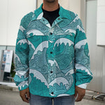 Surfing Wave Pattern Print Men's Shirt Jacket