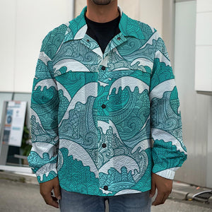 Surfing Wave Pattern Print Men's Shirt Jacket