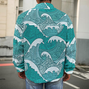 Surfing Wave Pattern Print Men's Shirt Jacket