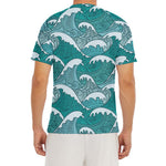 Surfing Wave Pattern Print Men's Short Sleeve Rash Guard