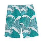 Surfing Wave Pattern Print Men's Sports Shorts