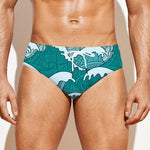 Surfing Wave Pattern Print Men's Swim Briefs