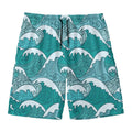 Surfing Wave Pattern Print Men's Swim Trunks