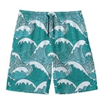 Surfing Wave Pattern Print Men's Swim Trunks