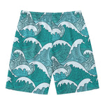 Surfing Wave Pattern Print Men's Swim Trunks