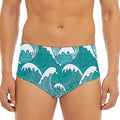 Surfing Wave Pattern Print Men's Triangle Swim Briefs