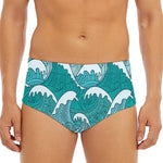 Surfing Wave Pattern Print Men's Triangle Swim Briefs
