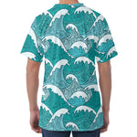 Surfing Wave Pattern Print Men's Velvet T-Shirt
