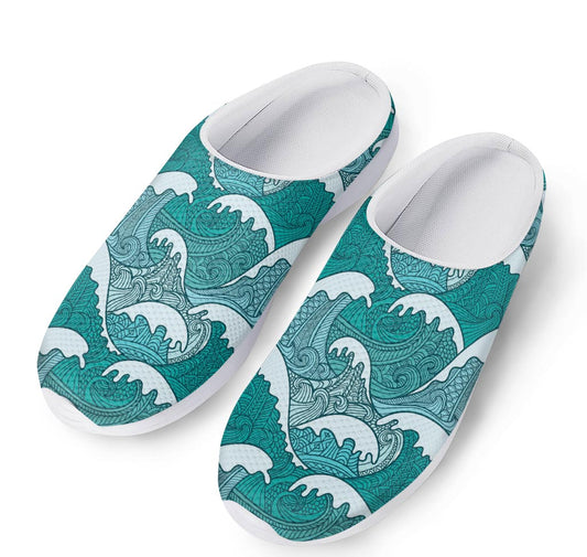 Surfing Wave Pattern Print Mesh Casual Shoes