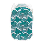 Surfing Wave Pattern Print Mesh Laundry Hamper