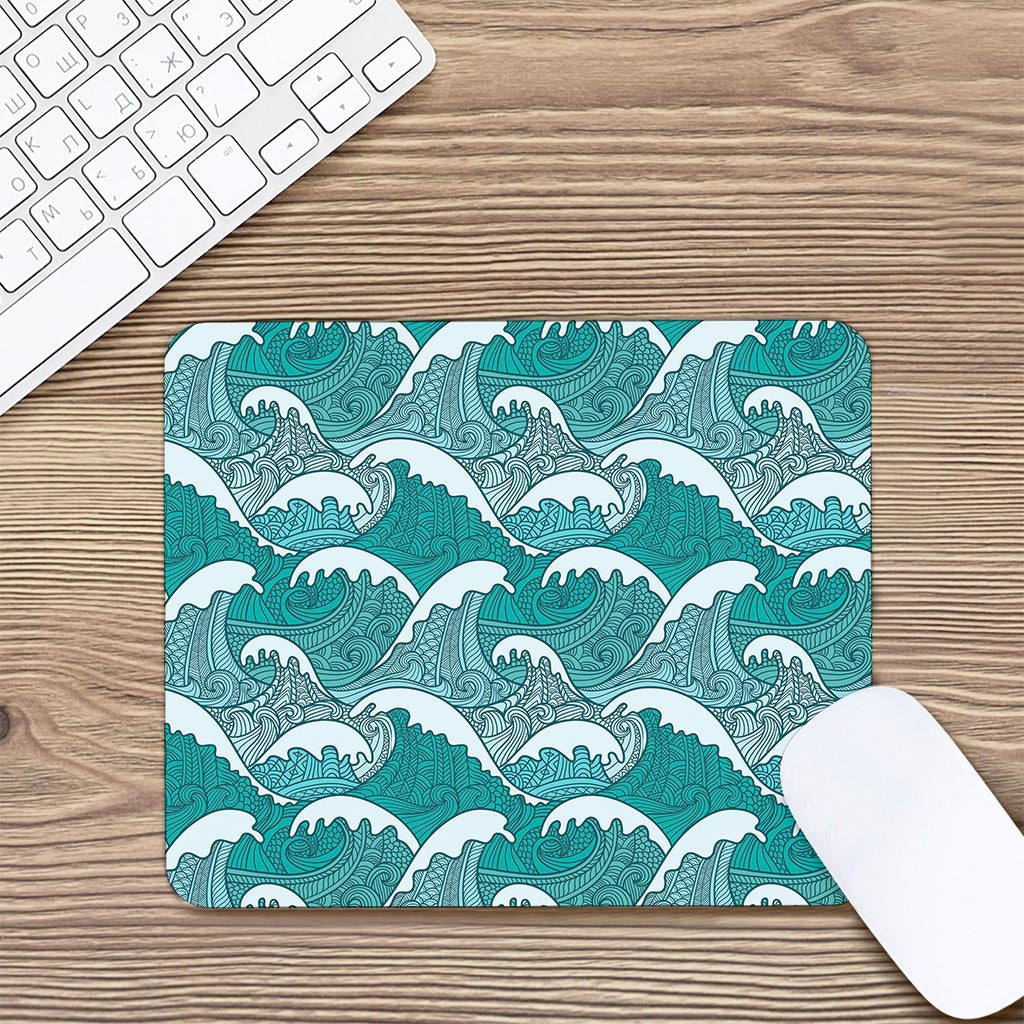 Surfing Wave Pattern Print Mouse Pad