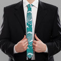 Surfing Wave Pattern Print Necktie