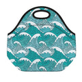Surfing Wave Pattern Print Neoprene Lunch Bag