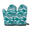 Surfing Wave Pattern Print Oven Mitts