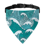 Surfing Wave Pattern Print Over The Collar Dog Bandana