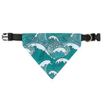 Surfing Wave Pattern Print Over The Collar Dog Bandana