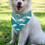Surfing Wave Pattern Print Over The Collar Dog Bandana