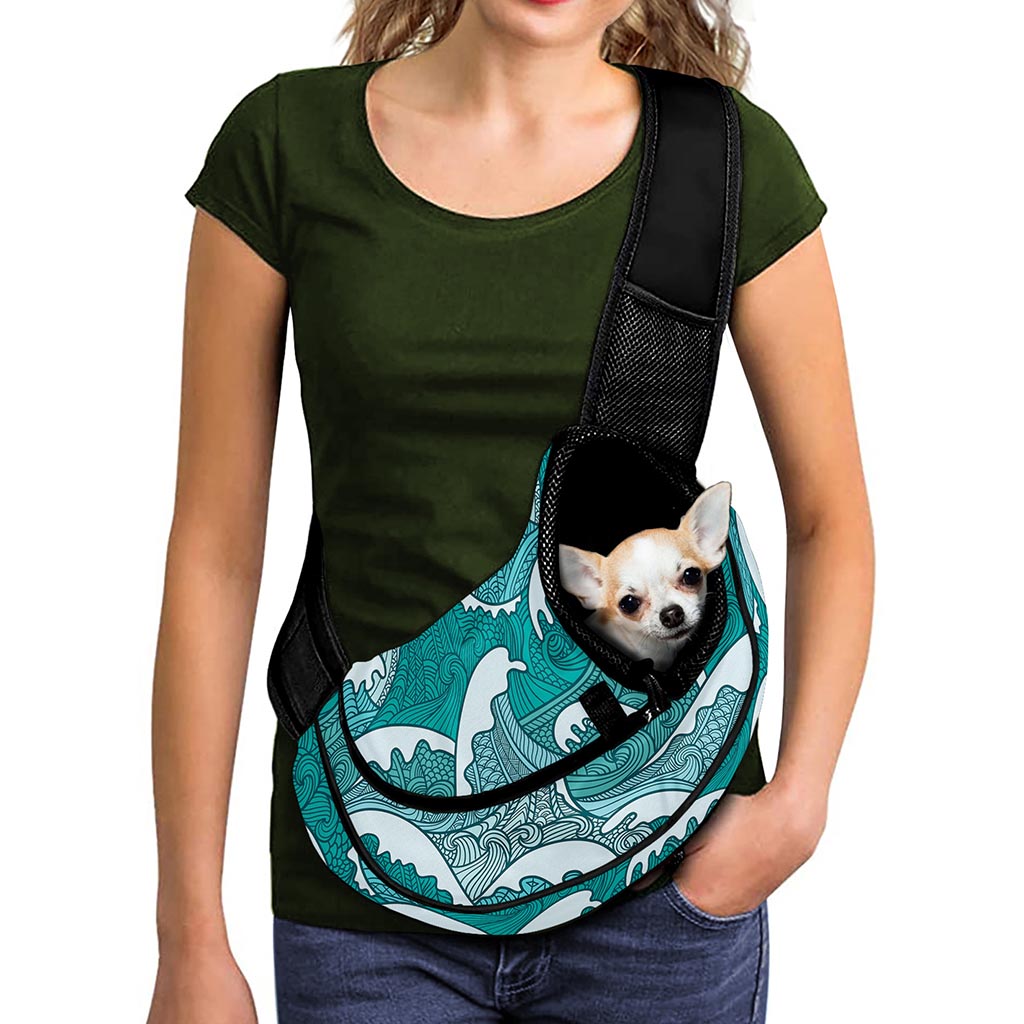 Surfing Wave Pattern Print Pet Sling Carrier