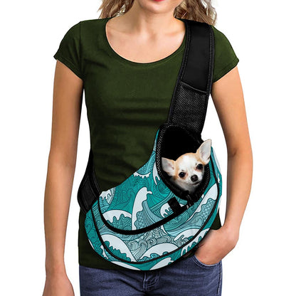 Surfing Wave Pattern Print Pet Sling Carrier