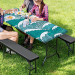 Surfing Wave Pattern Print Picnic Table Cover