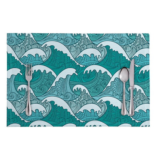 Surfing Wave Pattern Print Placemat
