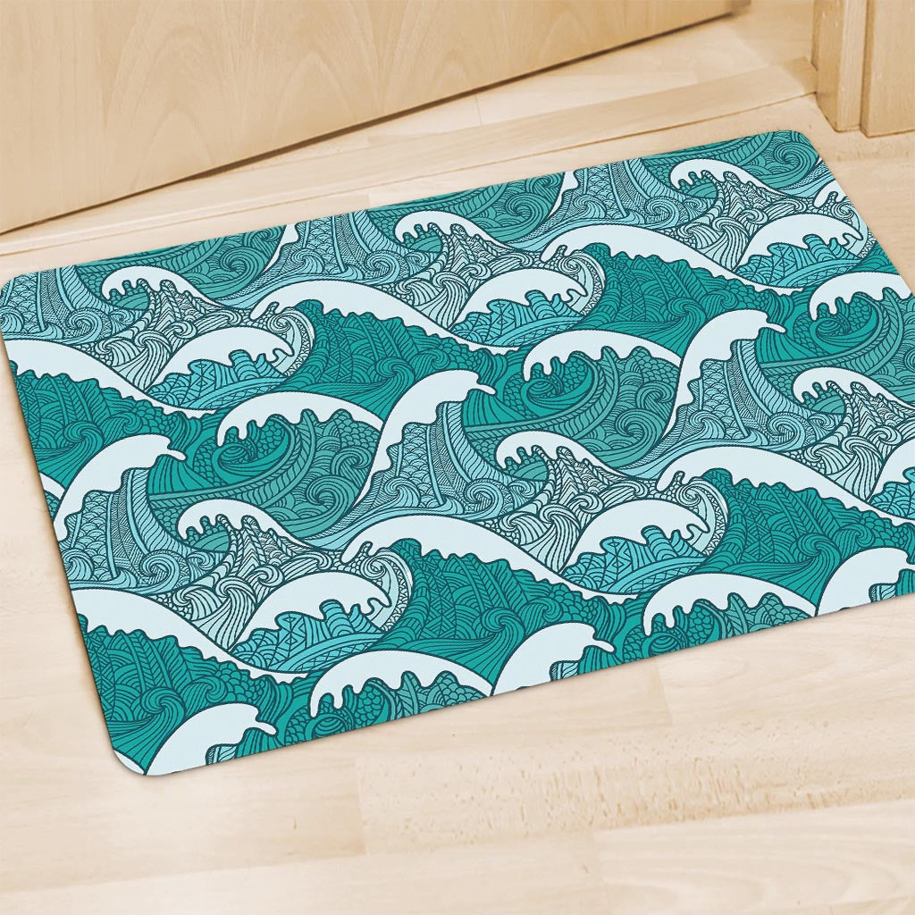 Surfing Wave Pattern Print Polyester Doormat