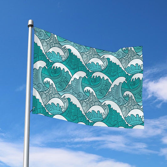 Surfing Wave Pattern Print Polyester Flag