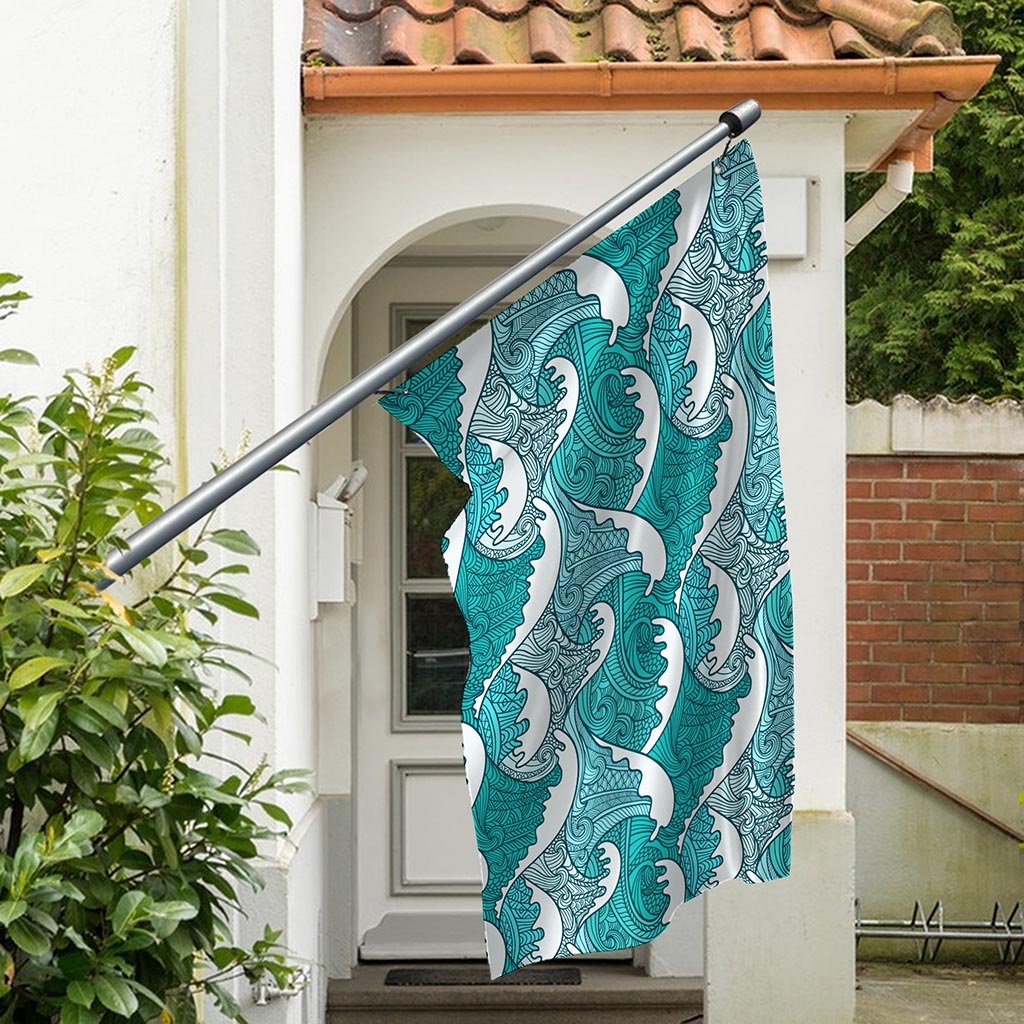 Surfing Wave Pattern Print Polyester Flag