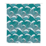 Surfing Wave Pattern Print Polyester Shower Curtain