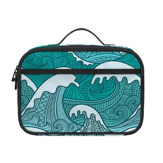 Surfing Wave Pattern Print Portable Lunch Bag