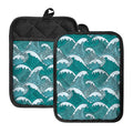 Surfing Wave Pattern Print Pot Holders With Pocket