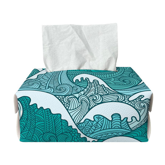Surfing Wave Pattern Print Rectangle Tissue Box Cover