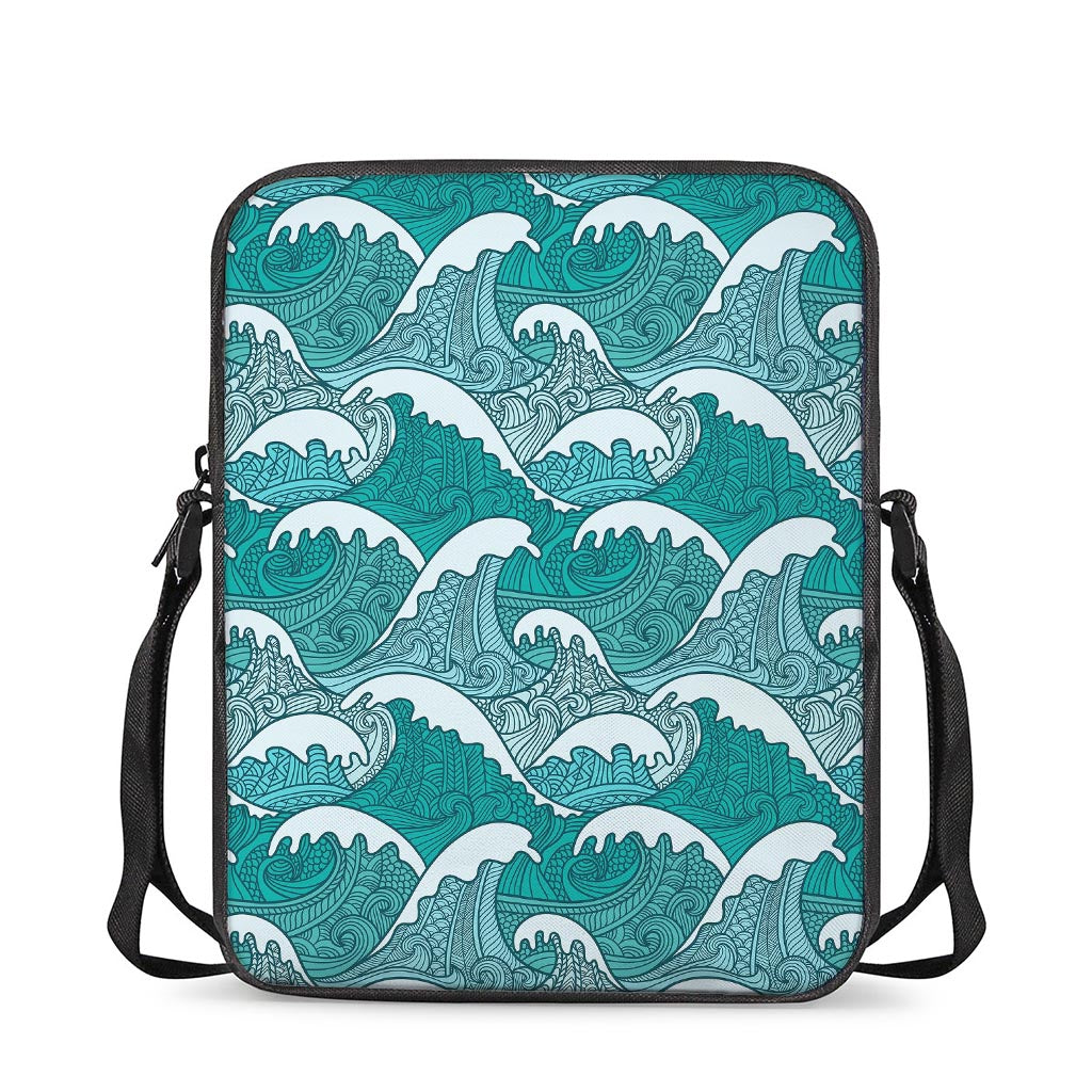 Surfing Wave Pattern Print Rectangular Crossbody Bag