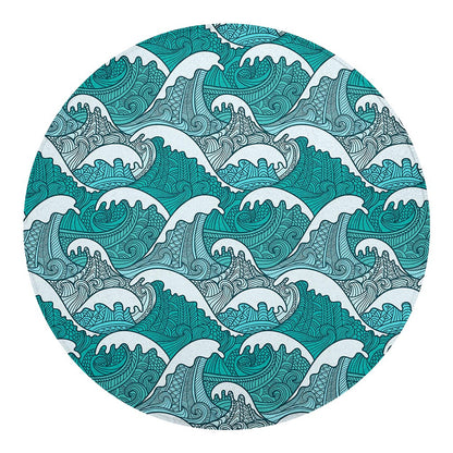 Surfing Wave Pattern Print Round Blanket