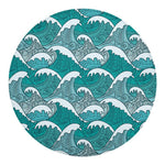 Surfing Wave Pattern Print Round Blanket