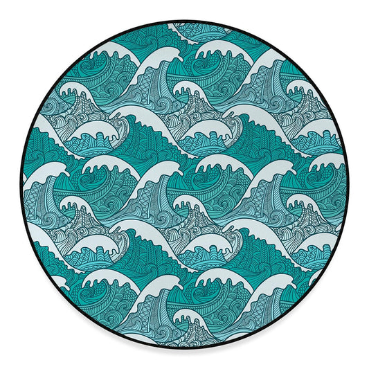Surfing Wave Pattern Print Round Floor Mat